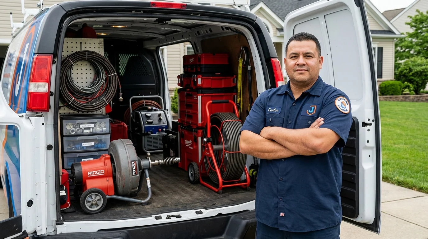 Professional drain cleaning equipment and Johns Plumbing LLC plumber in Brookneal