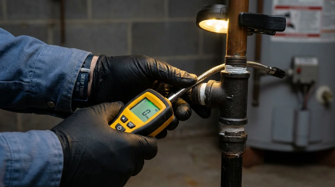 Gas leak detection with electronic sniffer by Johns Plumbing LLC in Brookneal